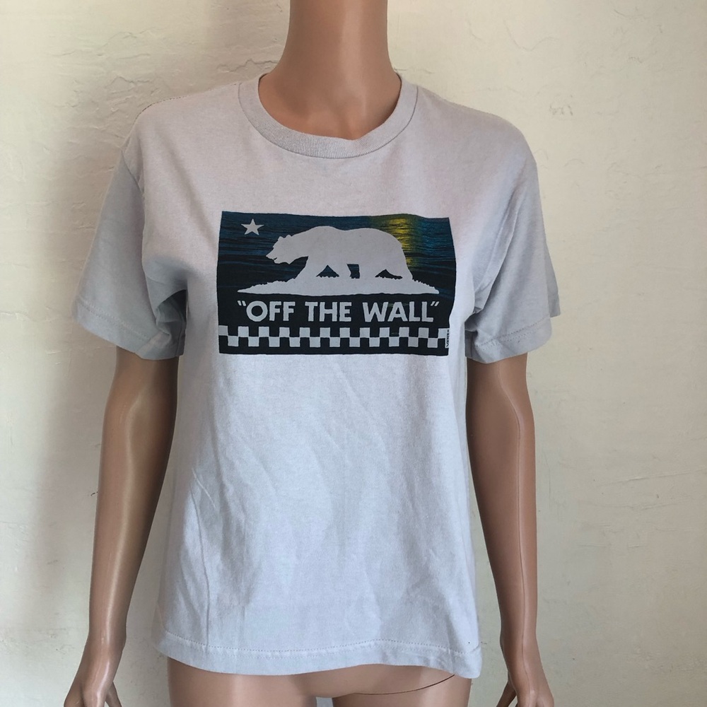 Vans Off The Wall Gray Logo Graphic Print T-Shirt Women’s Size M Short Sleeves